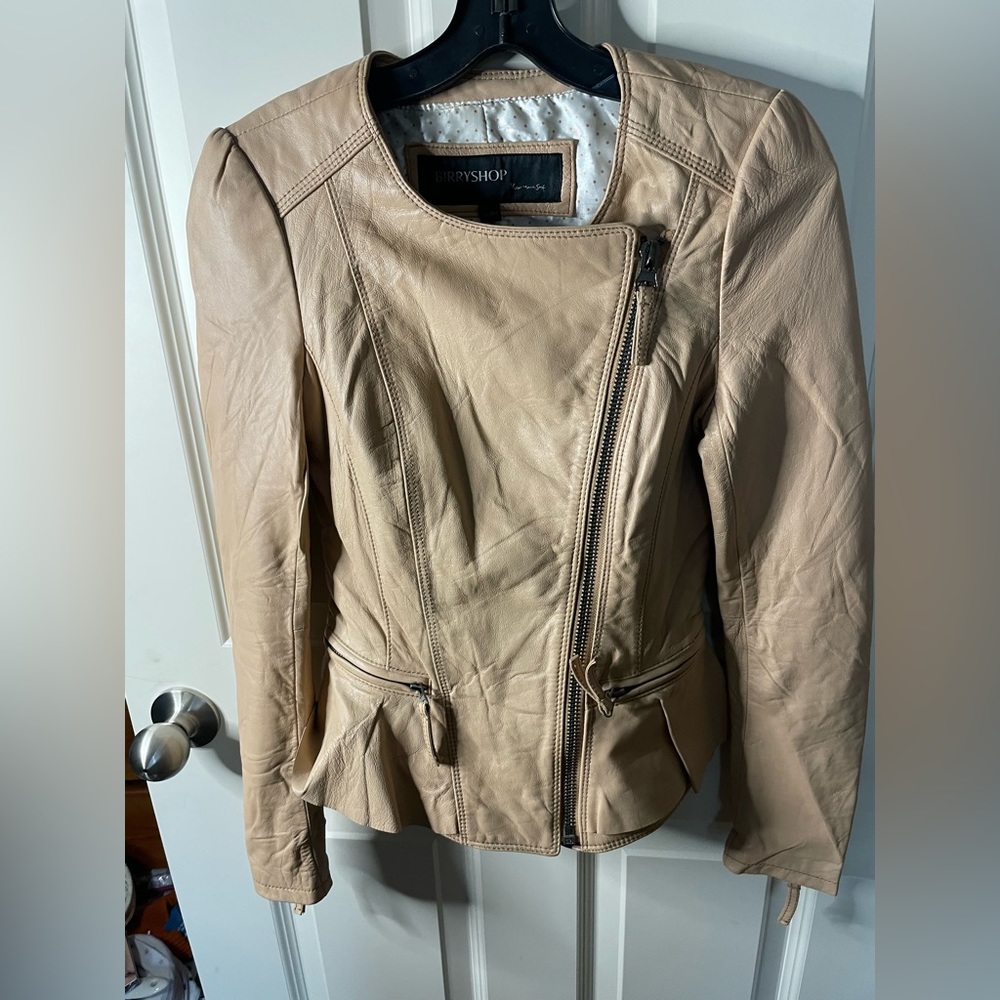 Birryshop Tan Faux Leather Jacket